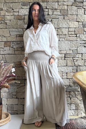 Basso Shirring Sailor Pant Mocha